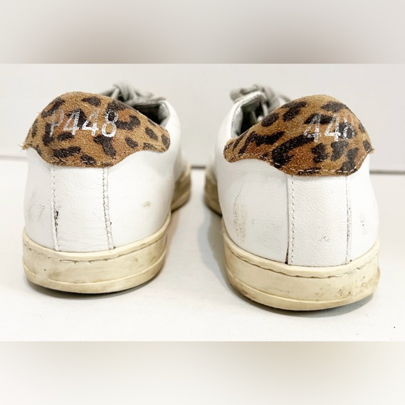 Woman’s P448 SIZE Size 38 ) SNEAKER White with Animal Print Suede Front Toe - Picture 3 of 7